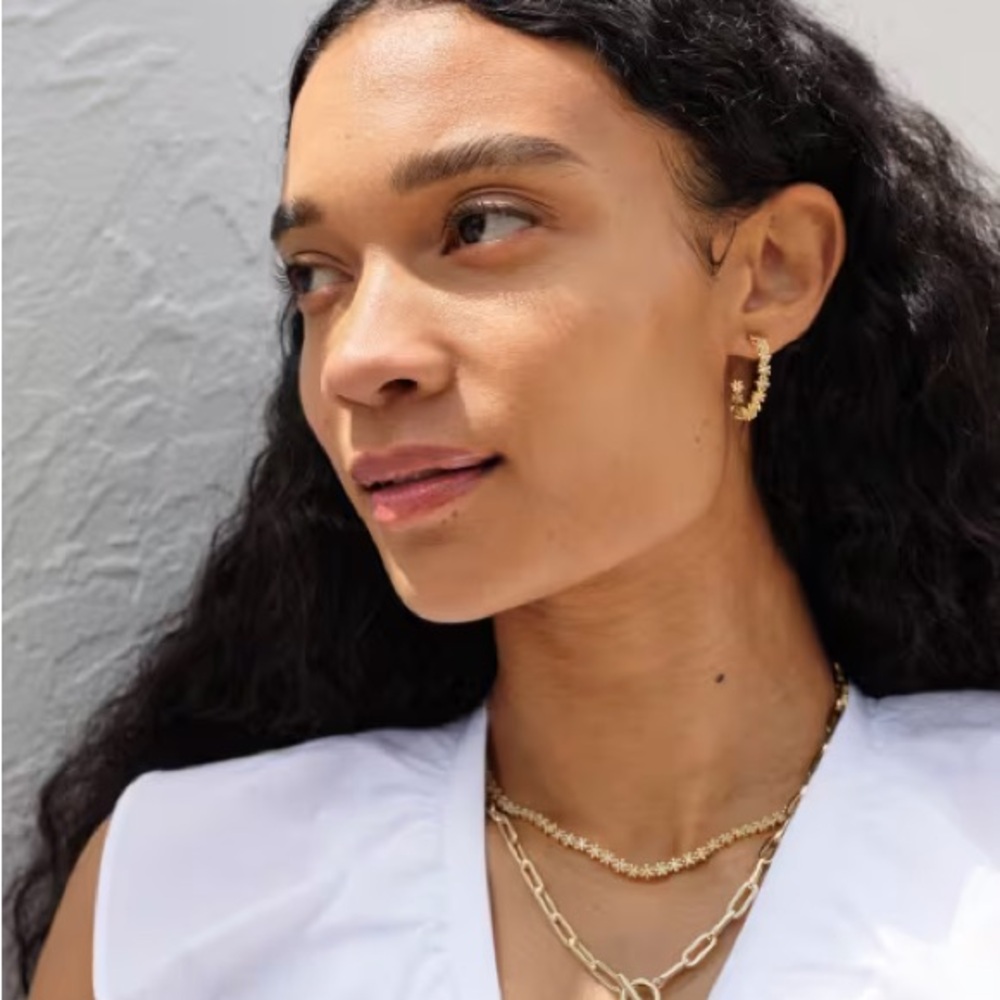NWT Kendra Scott Nydia strand necklace in gold White CZ - Picture 4 of 5